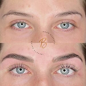 browlift tint en wax training voor en na
